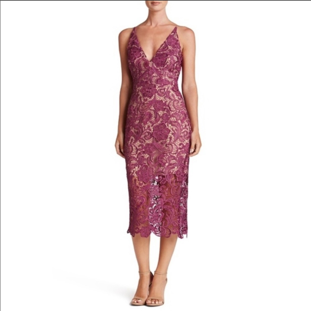 Dress the population lace midi Marie sheath dress